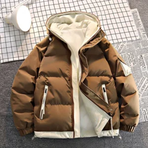 Fashion Men Casual Solid Color Hooded Parkas Male Black Khaki Warm Male Coat Padded Jacket Men Winter Parkas Thick Jacket Coats