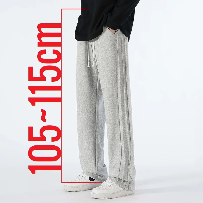 190cm Auntumn Men's Tall Pants Cotton Straight Fit Trousers Teeneeger Male Drawistring Extra Long Length 110 115 Cm Lengthened