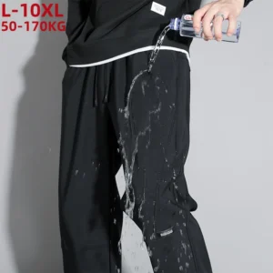 10XL 9XL Straight Sweatpants Men Waterproof Spring Autumn Nylon Stretch Long Trousers Male Casual Track Pants Plus Size 8XL