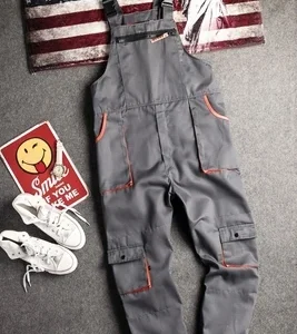 Bib Overall Casual Worker Clothing Plus Size Sleeveless Bib Pants Protective Coverall Strap Jumpsuits Fly Pockets Uniforms S-4XL