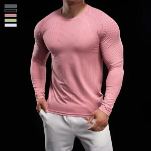 Men Athletic Running Shirt Elastic Training T-shirt Gym Fitness Workout Tight Outdoor Jogging Sweatshirt