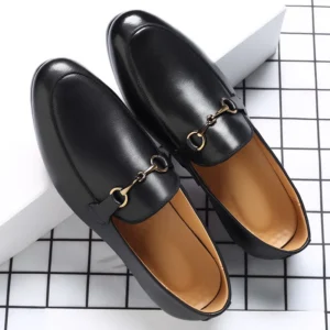 Men's Casual Shoes Genuine Leather Mens Classic Retro Buckle Loafers Moccasins Men Comfortable Outdoor Driving Flats