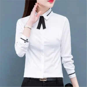Women Shirt Classic Chiffon Blouse Plus Size Slim Long Sleeve Shirt Lady Simple Style Tops Female Clothes New Blusas NS5739
