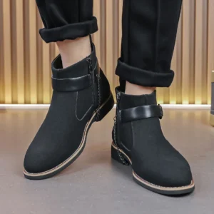 Men's Retro Classical Chelsea Boots Suede Leather Men Fashion Side Zipper Ankle Boots Casual Short Boots Handmade High-Top Shoes