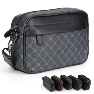 Casual Business Shoulder Messenger Bag Classic Pattern Men Shoulder Crossbody Bag Plaid Designer for Travel Work Male Sling Bags