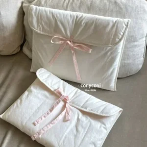 Laptop Bag 2023 New Fashionable Casual Niche Pink Bow Sweet Cute Solid Color Laptop Bag for Women Document Bag Briefcase Women