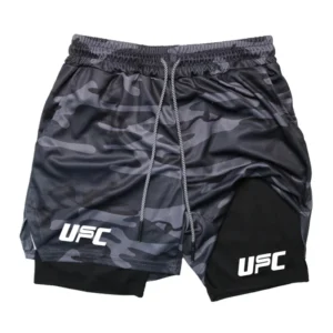 Men's 2 in 1 Double Layer Shorts Sports Fitness Casual Gym Workout Tight Shorts Brand Jogger Mesh Quick Drying Sportswear Summer