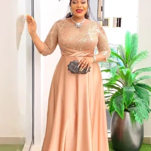 Luxury Wedding Party Evening Dresses For Women African Dashiki Sequin Mermaid Robe Elegant Long Sleeve Dress Africa Clothing