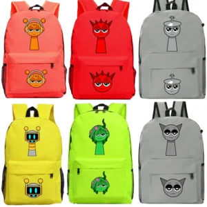 Sprunki Students Cartoon School Backpack Sprunki Game Pattern Multi-function Primary Schoolbag Sprunki Game Mochilas Masculinas