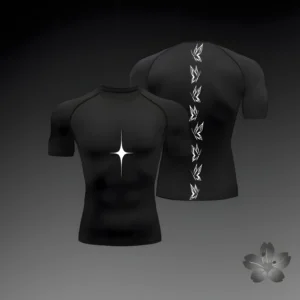 Anime Graphic Compression Shirts for Men Athletic Quick Dry Tshirts Tees Tops Gym Workout Undershirts Short Sleeve Rash Guard