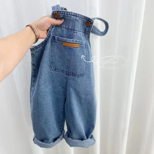 2025 Summer New Children Denim Overalls Loose Girls Jeans Kids Boys Casual Pocket Overalls Baby Bib Pants Infant Clothes