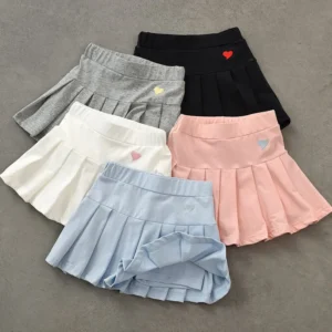 Girls' New All-Match Pleated Culottes Medium And Small Children'S Summer Skirt With Inner Safety Pants Student Uniform Skirts