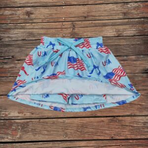 Wholesale Boutique Baby Girls July 4th Toddler Flags Bows Infant Summer Pocket Shorts Skort Skirts Bottom Kids Children Clothes