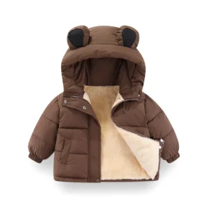 1pcs Boy Girl Coat Baby Winter Thick Down Jackets Kids Warm Plush Thicken Outerwear Clothes Fur Hooded Jacket Children Snowsuit