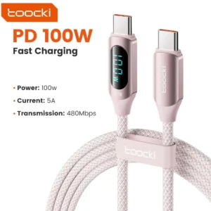 Toocki 100W Type C To Type C Cable Super Fast Charging Cable With Digital Display Type C USB Data Cable For Xiaomi Iphone16 poco