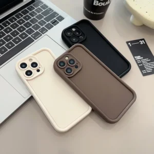 Beige Brown Black Stylish Phone Case for iPhone 16 15 14 13 12 11 Pro Max 7 8 Plus X XR XS Max, Slim Protective Shockproof Cover