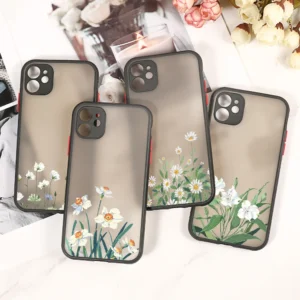 Fashion Flower Phone Case For iPhone 15 11 14 12 13 Pro Max X XR XS Max 12 13 Mini 14 15 Plus X XR XS Max Matte Shockproof Cover