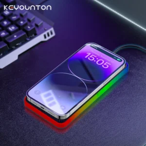 15W Car Wireless RGB Lights Silicone Non Slip Pad Fast Charging For iPhone16 15 14 Pro Max Samsung Car Wireless Phone Chargers