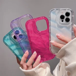 Soft Candy Transparent Wavy Texture Case For iPhone 16 15 14 13 12 11 Pro Max X XS XR 8 7 Plus Silicone Shockproof Bumper Cover