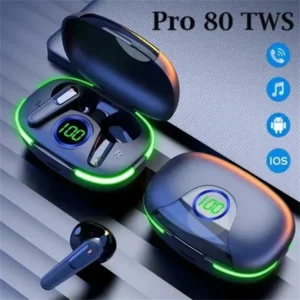 Pro80 TWS Wireless Earphones Fone Bluetooth Headphones Sports Headset Touch Control Earbuds with Microphone for Smartphones