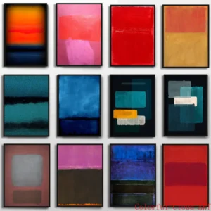 Mark Rothko Poster Classic Abstract Works Orange Red Yellow Blue Canvas Painting Wall Art Picture for Living Room Home Decor