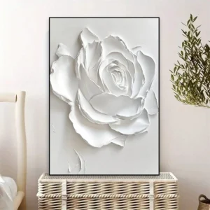 Large White Floral Texture Prints Vintage Abstract Flower Wall Art Poster Minimalist Modern Canvas Painting Living Room Decor