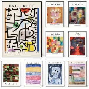Paul Klee Artwork Exhibition Abstract Portrait Flower Posters and Prints Canvas Printing Wall Art Picture for Living Room Decor