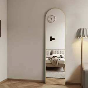 57*20in Arched Full Length Mirror Freestanding Body Dressing Mirror, Aluminium Alloy Framed, ArchedWallmount