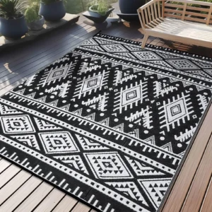 Kitinjoy Outdoor Rugs Waterproof Reversible Outdoor Plastic Straw Rugs Boho PatioIndoor Carpets RV Mat For Family Camp Picnic