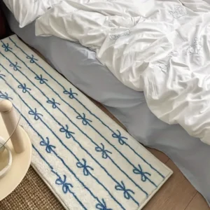 Bowknot Floor Mat Minimalist Carpet Non-slip Foot Mats Bedroom Long Carpets Bow Cute Home Decoration Girls Children Room Rug