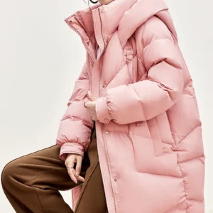 SENTUBILA Winter Long Down Coat Women 2024 Korean Over`sized Hooded Zipper White Duck Down Jackets Parkas Outerwears W44Y55972
