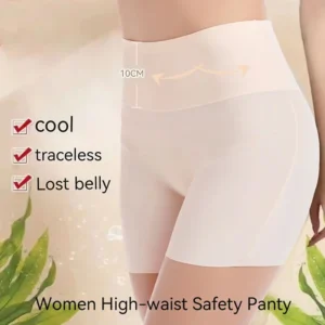 Women High Waist Panties Safety Short Pants Anti Exposure Underwear Corset Pants M L XL Black Skin White Ice Silk Traceless