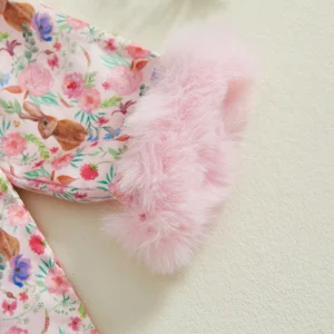 Easter Boys Pajamas Set Bunny Print Cozy Long Sleeve Tops with Matching Pants Sleepwear for Kids