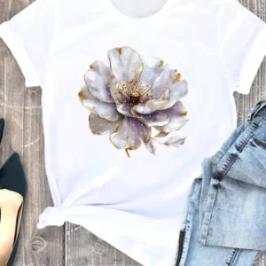 Women Clothing Trend Cute 90s Fashion White Tee Clothes Print Womens Casual Ladies Graphic T Short Sleeve O-neck T-shirts