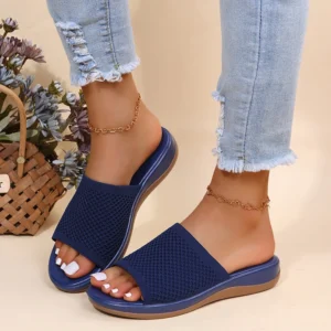 Women Sandals Soft Flat Sandals Summer Sandals Women Stretch Fabric Summer Elegant Slippers Shoes
