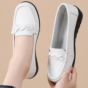 Fashion Genuine Leather Women Flats Black Nurse Shoes Moccasins Ballet Flats Oxford Women Shoe Casual Plus Size Shoes Female