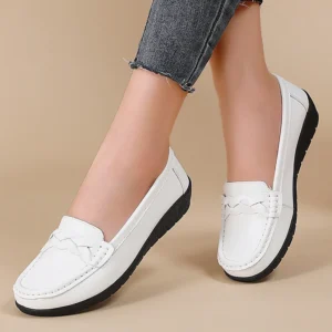 Genuine Leather Fashion Wedge Women Flats Tenis Women's Shoes Slip On Shoes Woman Moccasins Casual Plus Size Ladies Shoes