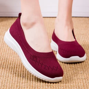 Women Slip On Shoes Knitting Socks Shoes Ladies Loafers Ballerinas Ladies Flat Footwear Luxury Sneakers For Elderly Knit Soft