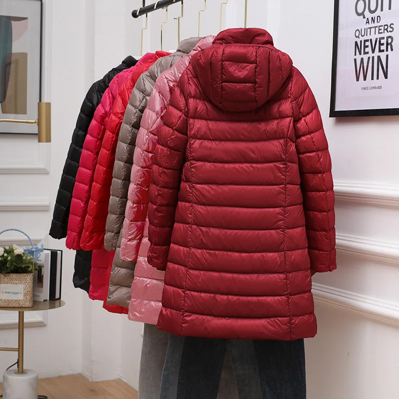 0-10℃ Hood Detachable Winter Coat for Women 2024 Female Puffer Down Jacket Portable Ultralight Long Feather Coat Chaqueta Mujer - Image 2
