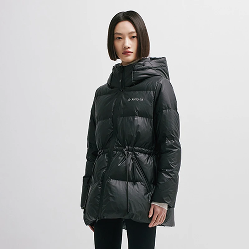 Chericom Women's Winter Down Jacket Mid Long Padding PU Leather Skinny Thick New Duck Down Solid Hooded Puffer Jacket 298097 - Image 6