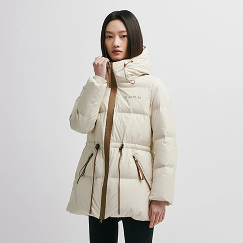 Chericom Women's Winter Down Jacket Mid Long Padding PU Leather Skinny Thick New Duck Down Solid Hooded Puffer Jacket 298097 - Image 4