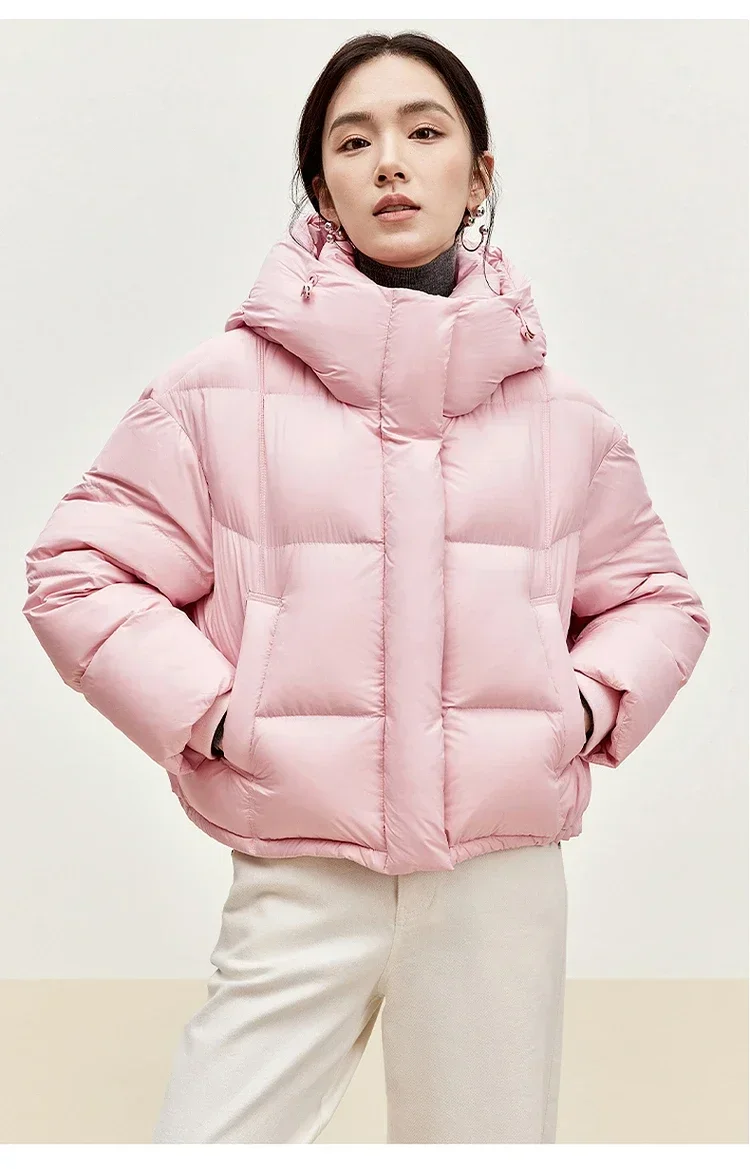 SENTUBILA Hooded Puffer Down Coat for Women 2024 Winter Lightweight Warmth 90% White Duck Down Short Jacket Outerwear W44Y55965 - Image 2
