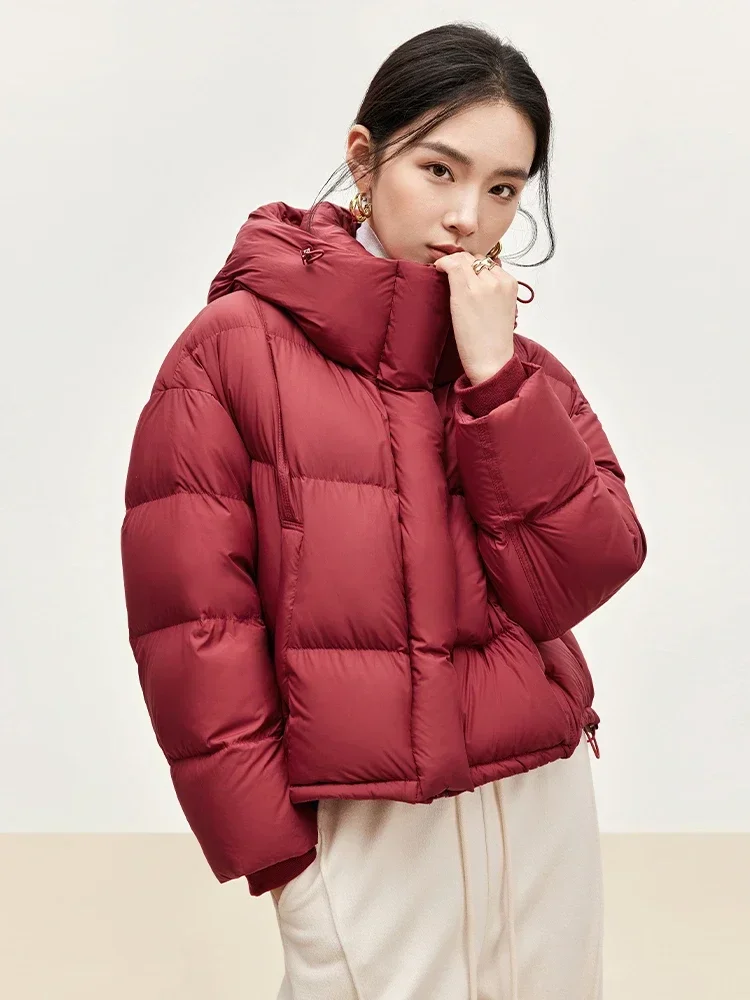 SENTUBILA Hooded Puffer Down Coat for Women 2024 Winter Lightweight Warmth 90% White Duck Down Short Jacket Outerwear W44Y55965 - Image 3