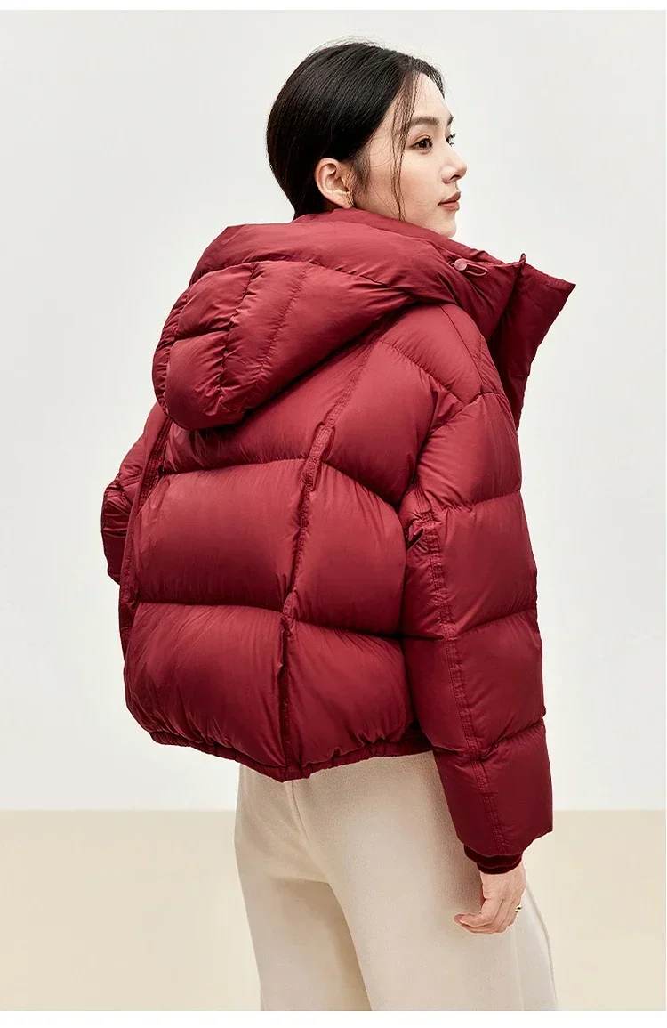 SENTUBILA Hooded Puffer Down Coat for Women 2024 Winter Lightweight Warmth 90% White Duck Down Short Jacket Outerwear W44Y55965 - Image 4