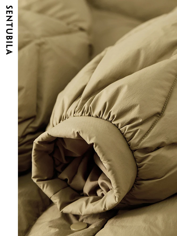 SENTUBILA Women's Winter Puffer Down Jacket Women 2024 Hooded Lantern Sleeve Windproof Mid-Length Down Coats Ladies W44Y58448X - Image 6