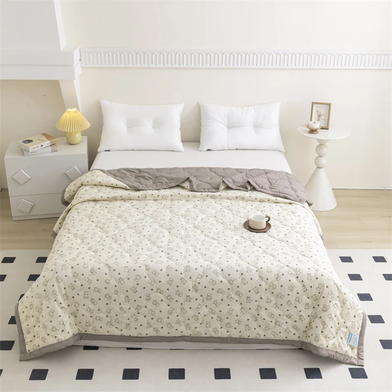 Cartoon Style Bedspread Quilted Comforter Nap Blanket Home Duvets 여름이불 Breathable Quilt Printed Thin Duvets couette de lit - Image 4