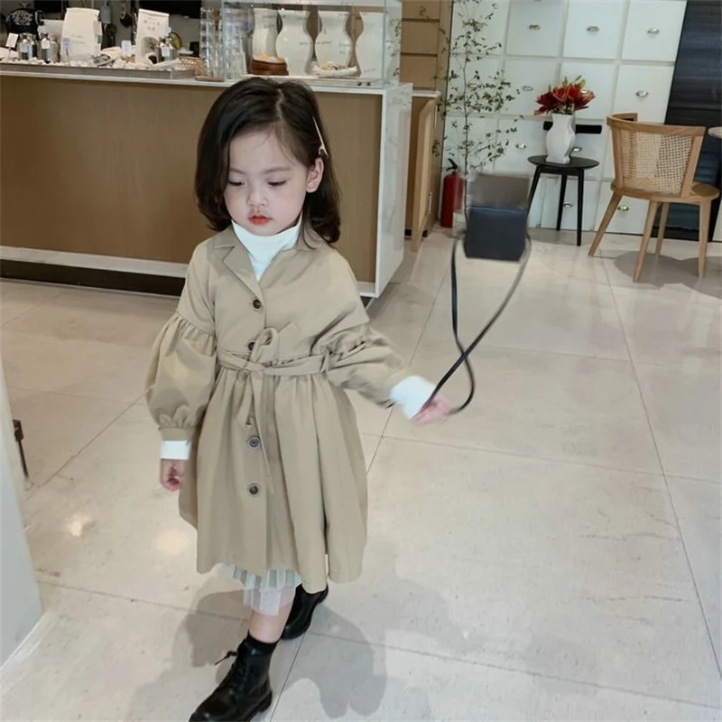 Fashion Children Windbreaker 2023 Spring Autumn Korean Trench Kids Girls Khaki Trench Coat Outerwear Princess Outer Clothing - Image 4